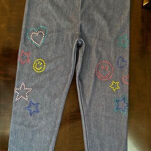 Baby Sara - EUC Denim & Rhinestone Toddler Leggings - 4T